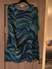 APRICOT blue and green swirl pattern tunic dress - UK 16