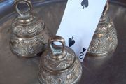 3 brass sanctuary bells, D18, post 7e