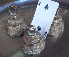 3 brass sanctuary bells, D18, post 7e
