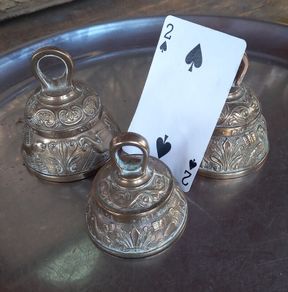 3 brass sanctuary bells, D18, post 7e