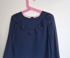 Girls 5-6yrs Navy frill blouse