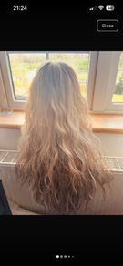 Long curly golden blond synthetic wig