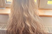Long curly golden blond synthetic wig