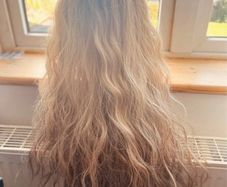 Long curly golden blond synthetic wig