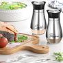 Brand New Salt and pepper shaker set, matte stainless steel with glass base, spice shaker Image 2