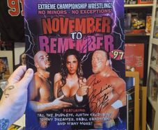 ECW November To Remember 97 Sabu & Shane Douglas Signed Poster