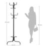 coat rack, clothes rack, 6 hooks, made of steel, for coats, hats, bags, 54 x 54 x 171,1 cm, black Image 3