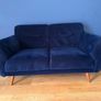 Navy velvet two seater sofa Image 5