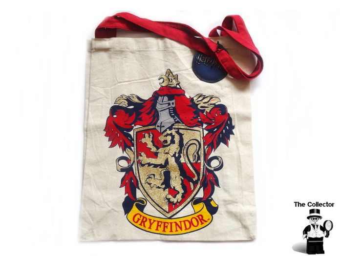 Harry Potter Canvas Tote Shopping Bag Gryffindor Crest School Red Handle Brand New