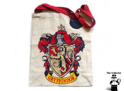 Harry Potter Canvas Tote Shopping Bag Gryffindor Crest School Red Handle Brand New