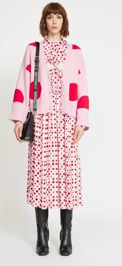 Italian design polka dot ruffle  dress