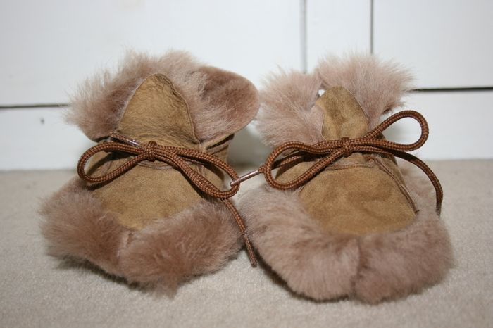 Olly B's Brown Sheepskin and Fur Baby Booties - New