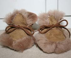 Olly B's Brown Sheepskin and Fur Baby Booties - New