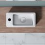 Bathrooms Small Cloakroom Basin - Wall Mounted Basin - Rectangular Countertop Basin - One Left Hand Tap Hole- 370 x 180 x 90mm (FREE POSTAGE) Image 3