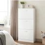 3-Tier Wooden Shoe Cabinet, Storage Cupboard With 3 Flip Doors, Perfect for Narrow Hallway, Living Room, Bedroom, White, 60 x 24 x 120 cm (FREE POSTAGE) Image 3