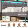 King Size Bed Frame 150x200 with Storage Upholstered Bed Frame with LED Lights & Charging Station Upholstered Storage Headboard/Under Bed Storage/Noise Free (King-150x200cm) Image 5