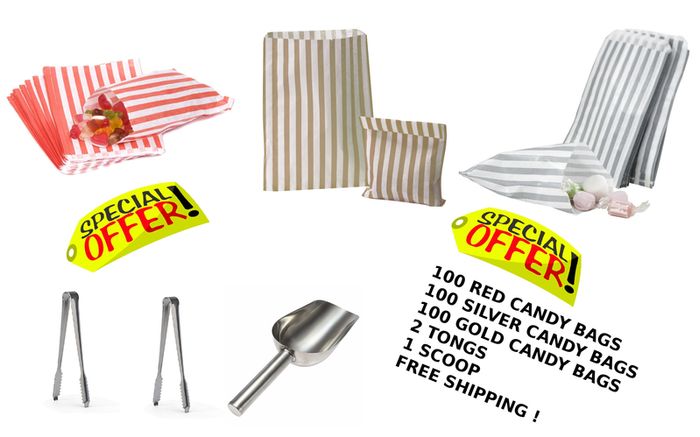 Lot of 300 Bags + 2 tongs + 1 scoop + FREE shipping