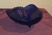 Vintage Cobalt Blue Footed Fruit Bowl