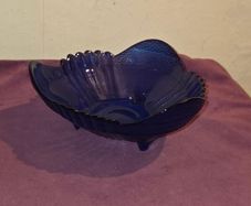 Vintage Cobalt Blue Footed Fruit Bowl