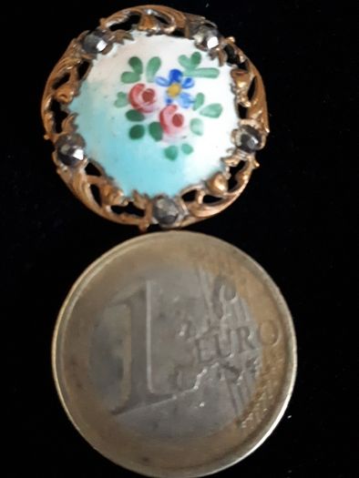 antique enamel button