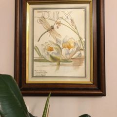 Edith Holden Framed Vintage Botanical Plate - July Country Diary of an Edwardian Lady (28.5x33.5cm)