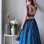 Navy Blue Lehenga Choli with Embroidery & Sequence Work - Un stitched (Size: XS-S-M-L) Image 2