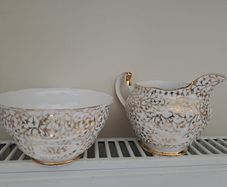 Crown Regent sugar bowl and creamer