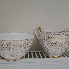 Crown Regent sugar bowl and creamer