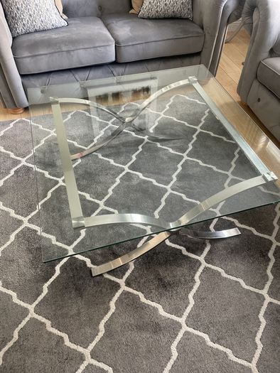Glass coffee table & 2 side tables