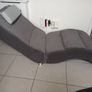 Grey Fabric Chaise Long Lounge Lounger with Leather headrest Image 2