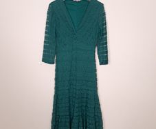 Per Una Dark Teal Green Lace Tiered Midi Dress 12UK/40EU