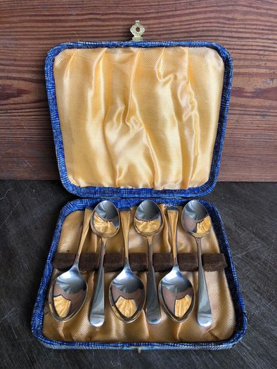 Vintage Set Of 6 Nickel Silver Teaspoons