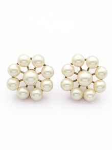 Vintage Gold Plated Faux Pearl Sterling Silver Earrings In Original Box