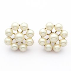 Vintage Gold Plated Faux Pearl Sterling Silver Earrings In Original Box