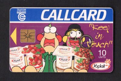 1996 Ireland 10 unit Yoplait yogurts and featured the slogan "Keep in touch" featuring Zig and Zag television puppets from RTE's popular kids programme "The Den" (Gemplus GEM1) Call Card Used. Telecom Eireann card number 1136.
