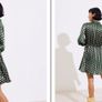 Oliver Bonas Green Geometric Satin Mini Shirt Dress Image 2