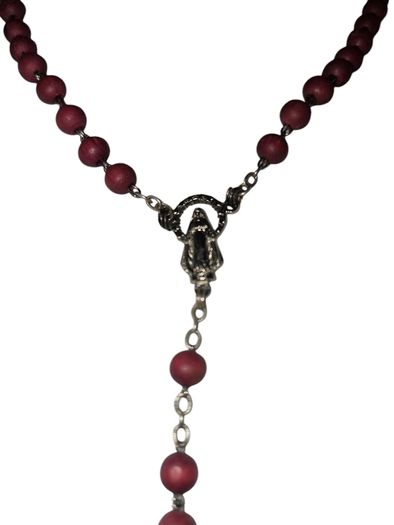 Vintage Catholic/ Saint Mary religious rosary burgundy beads