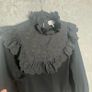 Other Stories Embroidered Bib Sweater Sz 8UK  S Black Ruffle Dark Academia Image 3