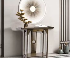 Brown Bamboo Console Table with Drawer and Bottom Shelf Hallway, Entryway & Living Room Furniture