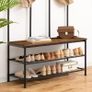 New XXL Metal Hall Tree Coat Rack with Shoe Bench 182 cm Image 3