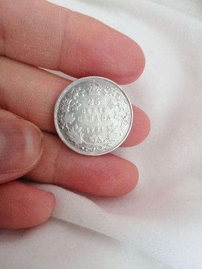1921 Canada Silver 25 Cents Coin