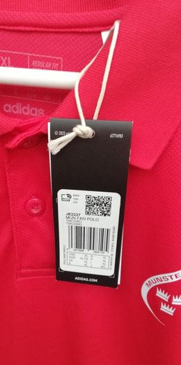New Adidas Munster rugby mens polo top regular fit red XL size