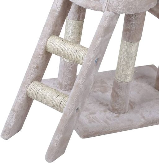 143cm Cat Scratch Posts Multi-Level Stable Cat Climbing Tower Cat Activity Trees with Ladder, Indoor Pet Activity Furniture Play House for Kitty Kitten