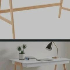 Brand New Home Comforts Desk - Matt White / Wood Legs (Unopened)