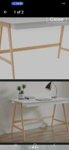 Brand New Home Comforts Desk - Matt White / Wood Legs (Unopened)