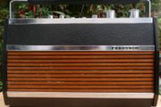 Vintage 1960's Ferguson AutoTwin Radio with wood front panels, retro (not tested, no batteries)