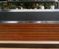 Vintage 1960's Ferguson AutoTwin Radio with wood front panels, retro (not tested, no batteries)