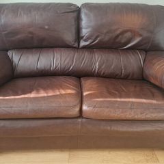 2 seater brown leather sofa
