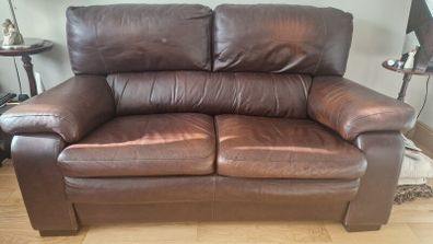 2 seater brown leather sofa