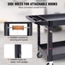 Utility Service Cart, 2 Shelf 249.5 kg Heavy Duty Plastic Rolling Utility Cart with 360 Swivel Wheels (2 with Brakes), Large Lipped Shelf, Ergonomic Storage Handle for Warehouse/Garage/Cleaning Image 5